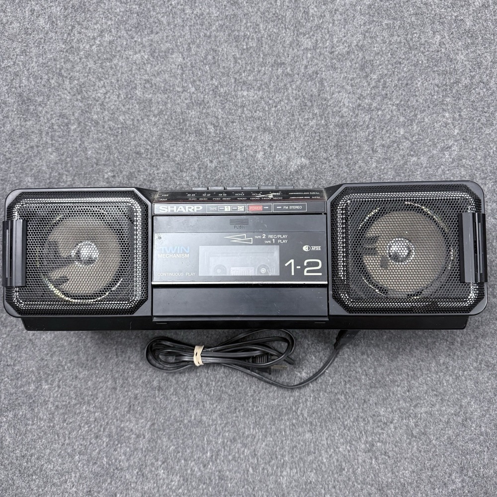 Sharp WQ-T282BK Dual Cassette Boombox AM/FM Stereo Radio Recorder Japan